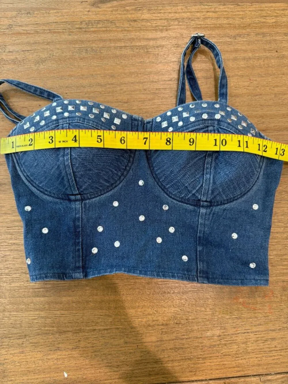 Urban Groove Embellished Denim Dance Crop Top Bustier PA Adult XS